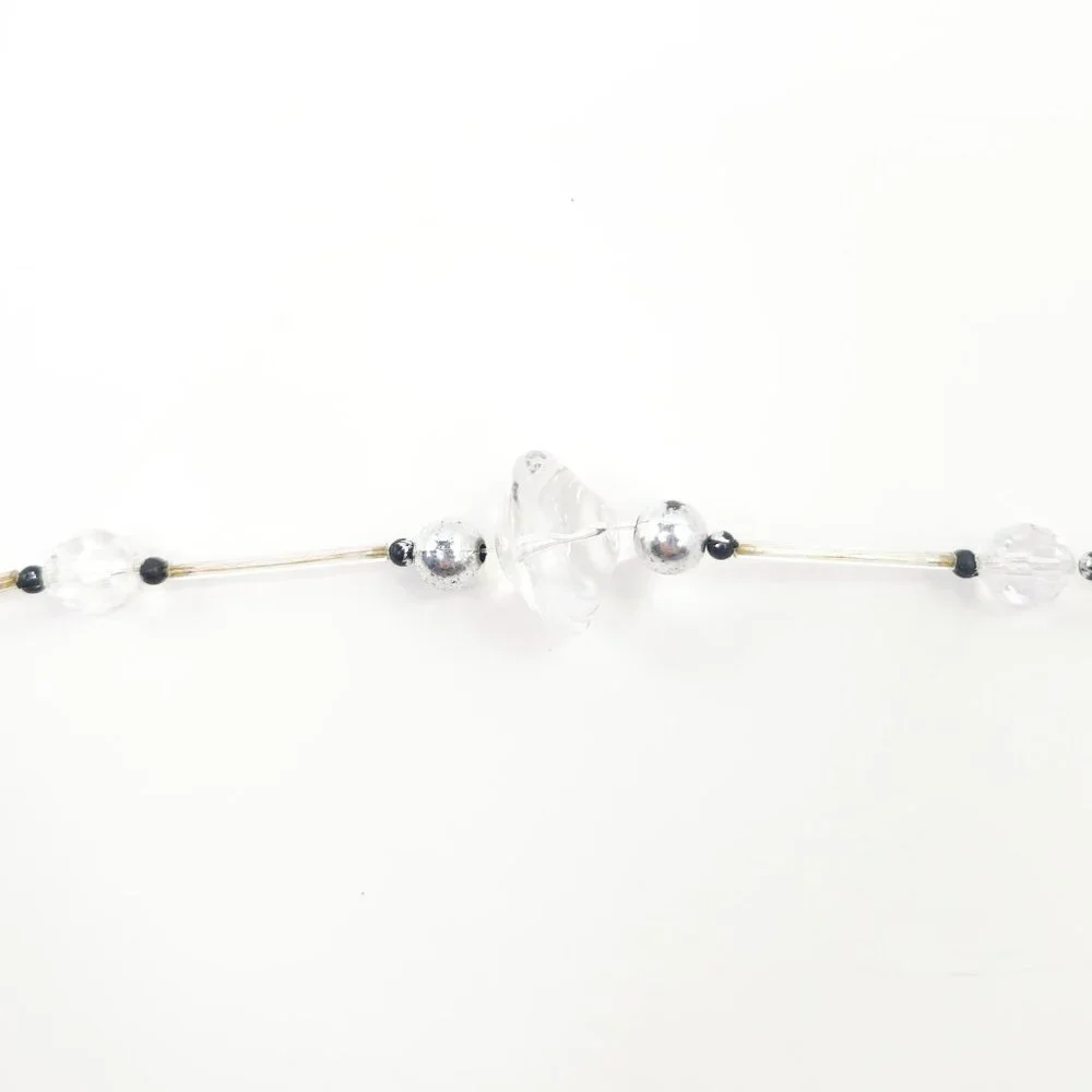 Holiday Clear Plastic and Silver Beaded Garland Set